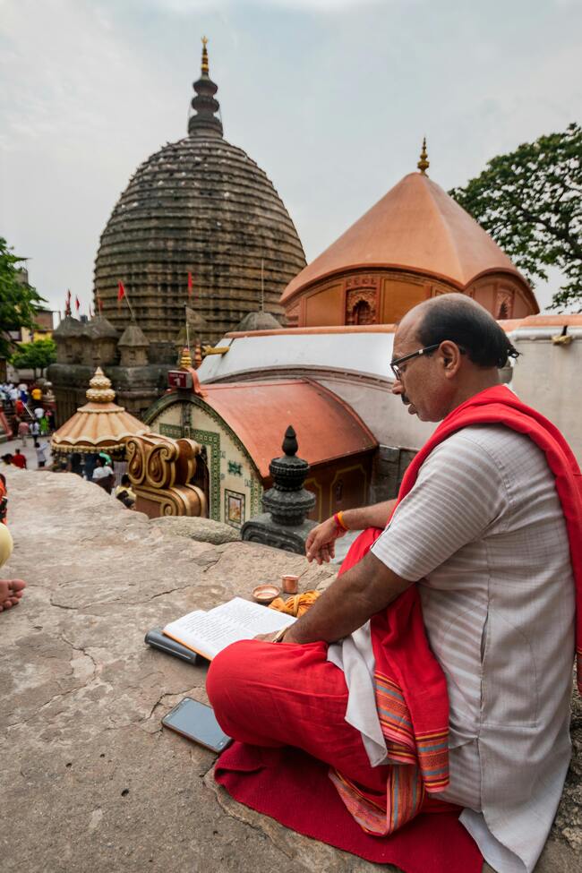 A devotee sat near temple primises