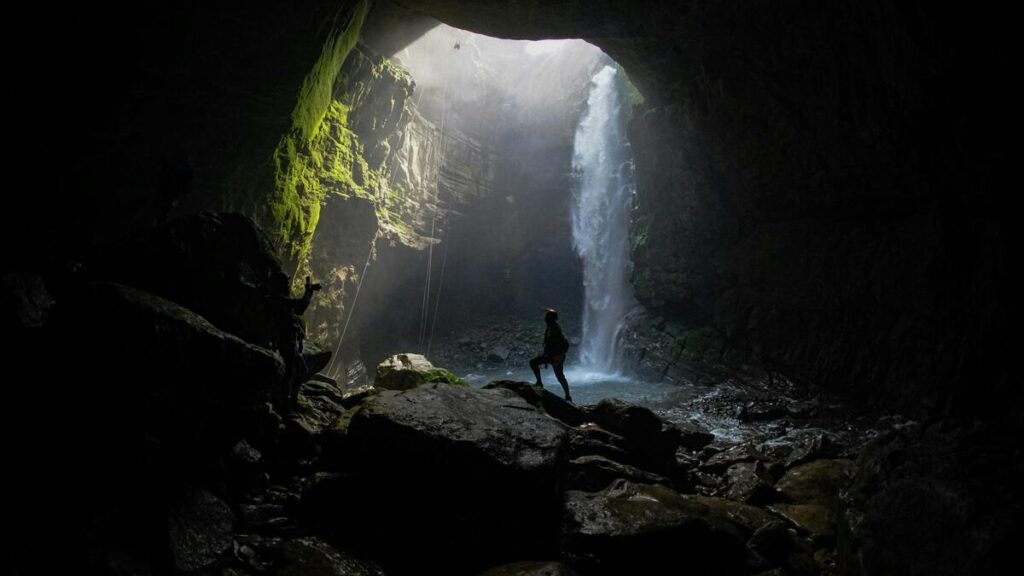 A man at the view of Water Fall